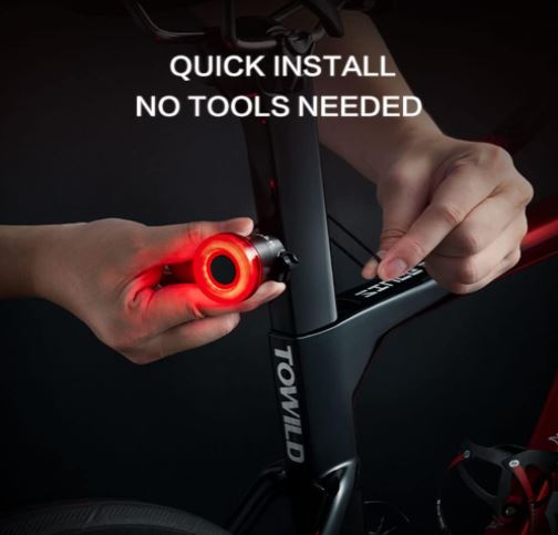 Luce posteriore per bicicletta TOWILD con sensore di freno automatico USB ricaricabile Impermeabile IPX7 3 modalità di sicurezza Ultra leggero per una guida notturna sicura
