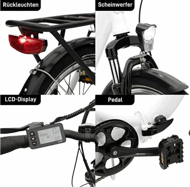 VecoCraft E-Pax bicicletta elettrica pieghevole 20 pollici E Bike 250W motore Shimano 7 velocita