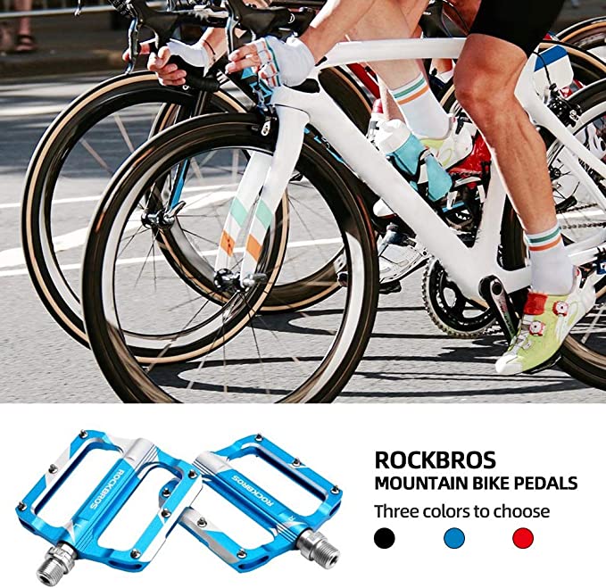 ROCKBROS K306 Pedali da bici piatti 9/16 pollici in alluminio con cuscinetti sigillati tre colori